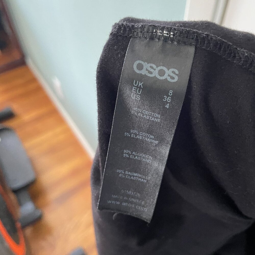 ASOS Black Casual Balletcore Cotton Dress with Low Back - Picture 8 of 8
